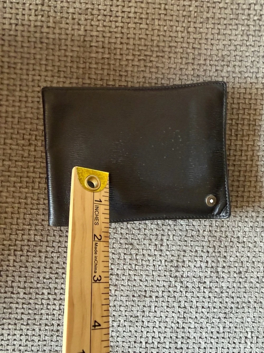 Montblanc Black Leather Bifold Wallet Snap Coin Pocket & Original Box Minimalist